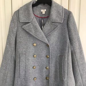 NWT - J Crew Pea Coat with gold buttons, Size 14
